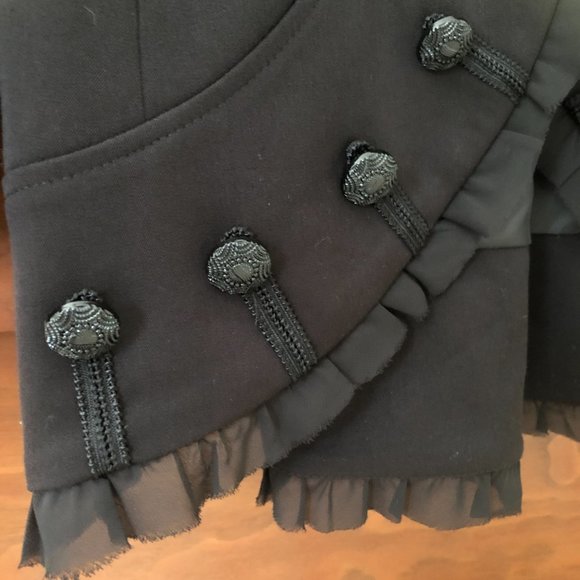 Black Chiffon Trim Military-Style Jacket (8) - Picture 6 of 8